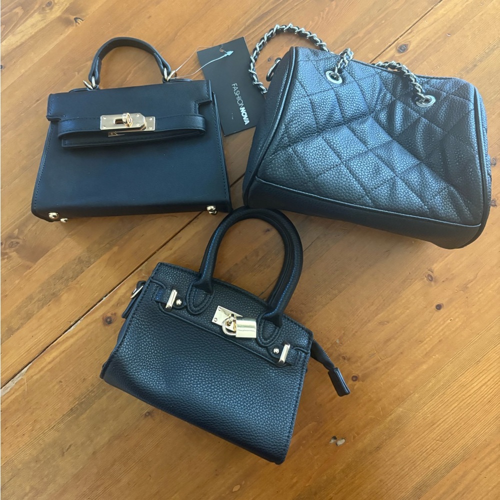 NWT - Bundle of (3) black purses w/straps